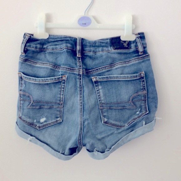 AE super stretch, distressed high-rise shorties - Picture 2 of 4